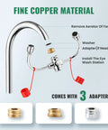 Faucet Mounted Eyewash Station With 360 Degree Rotation No Fuss Emergency Eye Wash Attachment For Sink Or Laundry Room Easy Install Adjustable Direction ANSI Z358.1 Compliant Converts Any Faucet With Removable Aerator Includes 3 Adapters