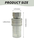 Heavy Duty 1 Inch ISO 5675 Hydraulic Quick Connect Coupler Set With Pioneer Style 1 Inch NPT Thread Poppet Valve Ball Seat Valve Options 66 GPM Compatible With Tractors And Farm Equipment dimensions shown