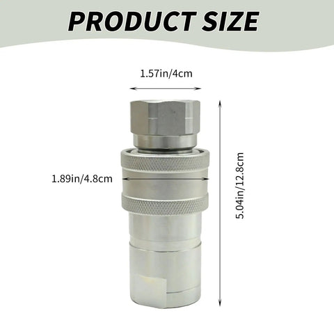 Heavy Duty 1 Inch ISO 5675 Hydraulic Quick Connect Coupler Set With Pioneer Style 1 Inch NPT Thread Poppet Valve Ball Seat Valve Options 66 GPM Compatible With Tractors And Farm Equipment dimensions shown