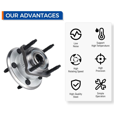 Beefy Two Piece Rear Wheel Hub And Bearing Assembly 512302 For Jeep Commander 2006-2010 And Grand Cherokee 2005-2010 With ABS Direct Fit Bolt-On Replacement OEM-Grade Bearings Smooth Ride Quick Install