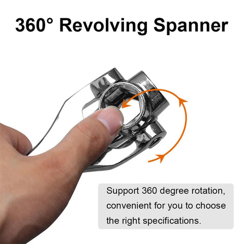 Hand holding 360° rotating head of 8 In 1 Socket Wrench Set Ultra Versatile Hex Wrench Made From Chrome Vanadium Steel
