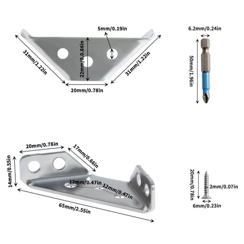 Trapezoid L Shelf Bracket Set 15 Pack Corner Connectors Stainless Steel Heavy Duty With Mounting Hardware For Wood Furniture Cabinets Vanities And DIY Projects Great For Quick Repairs And Reinforcement