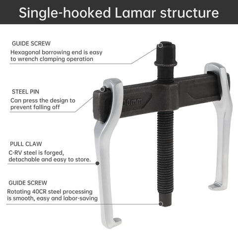 Heavy Duty 4 Inch CR V Gear Puller With Two Jaw Adjustable Bearing Puller For Internal Or External Bearing Removal, Reversible Claw Design with single hook
