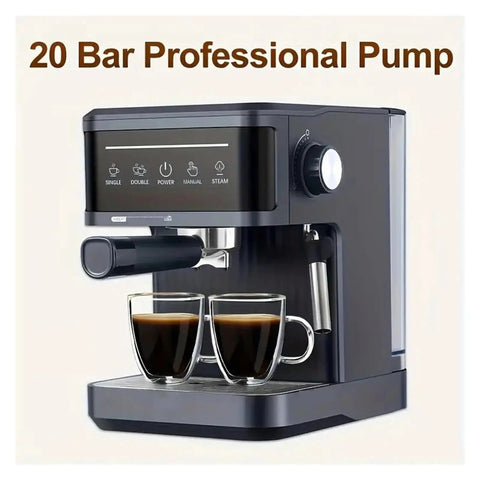 Kickstart Your Daily Hype With This Top Shelf Italian Espresso Coffee Maker with 20 bar professional pump and two cups.