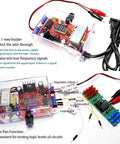 Adjustable LM317 Power Supply Kit From 110V To DC With 1.25V To 12V Output Built In Voltmeter Soldering Project For Adults Hands On Learn Electronics DIY Regulated Power Source For Prototyping Small Circuits shown in use with wiring and logic pen functions.