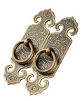 Two Pack Vintage Style Embossed Brass Drawer Pulls for Wardrobe Bookcase and Double Doors in Antique Bronze Finish with 25mm Screws