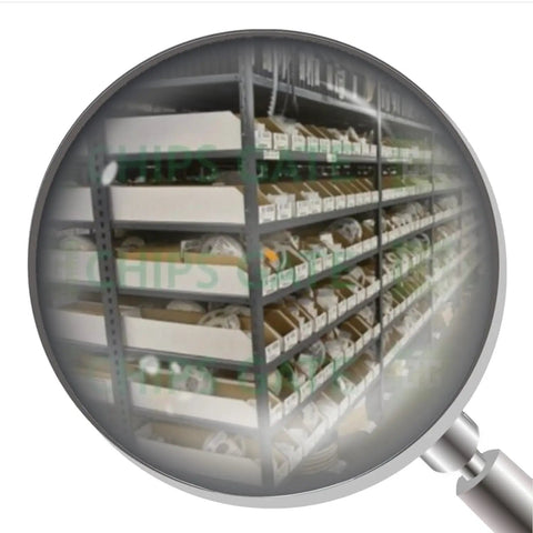 Warehouse shelves with various industrial components stored, reflecting the organization in an industrial automation setup.