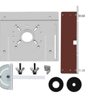 Durable Aluminum Router Table Insert Plate Set For Wood Milling Flip Jig Precision Engineered Heavy Duty components including plates and accessories.