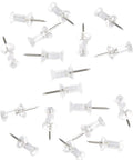 Straight Up Solid 100 Pack Slick Clear Head Push Pins With Hardcore Steel Points For Bulletin Boards, clear thumbtacks, 1 inch.