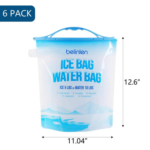 6 Pack Reusable Ice Bags For Cooler 11x14 Inches Each Hold 5 Pounds Of Ice Leakproof With Sealed Sliding Handle Keeps Ice Cold Longer For Camping Hiking Fishing And Cold Drinks