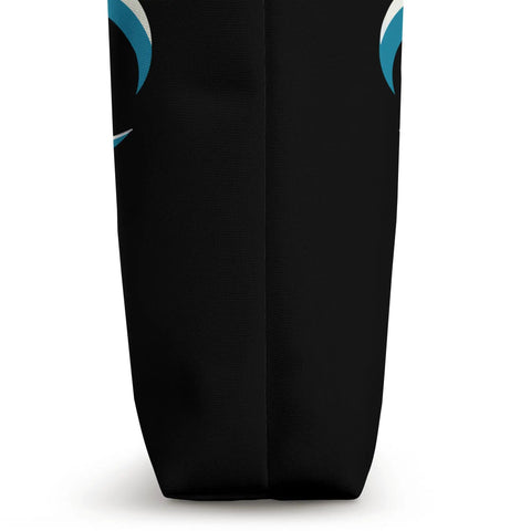 Close-up of black Paddler Tote Bag For Dragonboating Enthusiasts side view, showing durable polyester material and colorful accents.