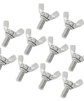 Stainless Steel M6 Wing Bolts Set of 10, 12mm Thread Length, 1mm Pitch, Heavy Duty Thumb Screws for Electronics and Outdoor Equipment