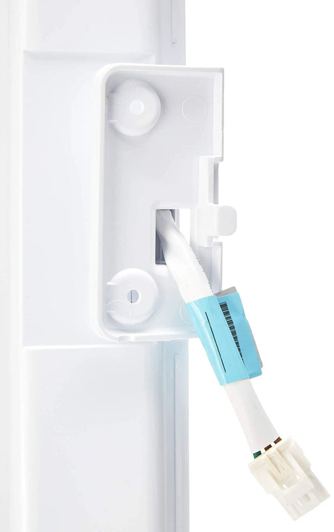 Close-up of OEM Part Da97-06417Q French Door Assembly Replacement for Fridge connection panel, showing detailed wiring.
