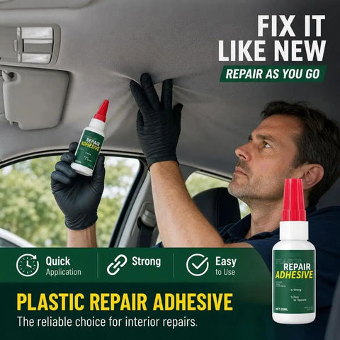 Heavy Duty Car Bumper Repair Adhesive And Quick Cure Auto Body Glue For Exterior Trim Sealing being applied to car interior.