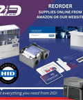 Top Shelf Dual Sided Badge Printer With Complete Supplies Package And Dead Simple Software For School Ids And Corporate Access Cards Slick Desktop High Definition Printing with ribbon cartridge and cards.