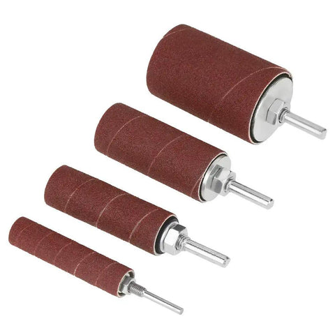 Rubber Sanding Drum Set 20 Piece For Drills Flexible Shafts And Drill Presses with four expanding cloth-backed drums