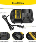 Replacement Charger For 12V-20V Max Lithium Ion Batteries Compatible With DCB101 DCB115 with LED indicator and cooling fins
