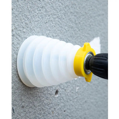 Electric Drill Dust Cover Retractable Rubber Shield For Hammer Impact Drills And Household Power Tools in use on a wall surface