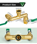 Beast Mode Heavy Duty Brass Garden Hose Splitter With 360 Degree Rotatable Joints Full Flow Large Ball Valve Long Handle Thickened Solid Brass Three Quarter Inch GHT Thread Ideal For Outdoor Faucets Lawn Irrigation And Car Wash size view