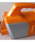 Heavy Duty Pneumatic Crimping Tool For Wires 0 08 To 6 Sqmm With Nine Interchangeable Dies side view of orange tool with transparent cover.