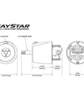 Technical drawing of BayStar HH4314-3 helm pump, part of Hydraulic Steering Kit For BayStar Universal Fit With Five Wheel Turns Lock To Lock