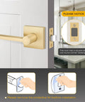 4 Pack Satin Brass Passage Door Knobs And Levers For Hall And Closet Doors, Keyless Interior Door Handles In Gold Finish