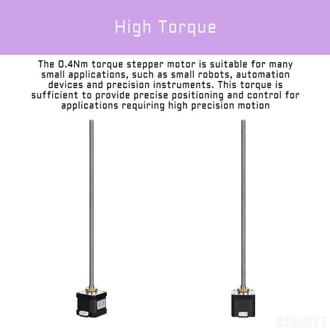 Nema 17 Lead Screw Stepper Motor Twelve Inches 310mm T8 With Brass Nut And 100cm Wiring Harness For Connector 0.4Nm 56.64oz In Bipolar High Torque 42x40 Motors 2 Phase 4 Lead For CNC And 3D Printer
