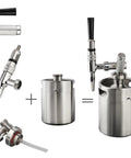 Badass Top Shelf Nitro Cold Brew Coffee Maker Mini Keg With Rapid Nitrogen Gas Dispenser Setup Awesome For Home Brews And Ultra Smooth Stout Creamer Pouring Daily parts, stainless steel components, assembly view.