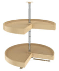 Two-Tier Pie-Cut Lazy Susan Organizer For Base Corner Kitchen Cabinets With Almond Plastic Shelves 28 Inch Wide 18 Inch Deep 26 Inch High