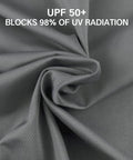 Men's Breathable Summer UV Protective Fingerless Gloves UPF 50 Plus Stayin' Cool Sunblock fabric, charcoal color close-up