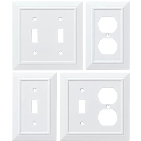 Classic Architecture White 2 Gang Single Switch And Duplex Wall Plate Covers Pure White Finish For Outlets And Switches 1 Pack