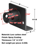 Two Pack 2 In OD Swivel Jack Pipe Mount Plate For Trailer Bolt On, predrilled 5/8 pin and 1/2 bolt holes, black steel plate