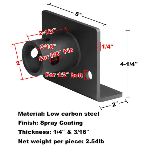 Two Pack 2 In OD Swivel Jack Pipe Mount Plate For Trailer Bolt On, predrilled 5/8 pin and 1/2 bolt holes, black steel plate