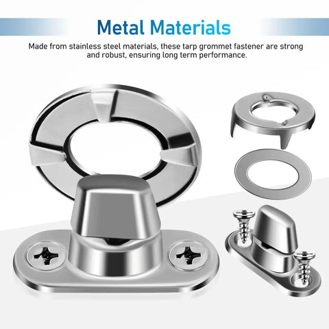 Premium Heavy Duty Marine Turn Button Fasteners Twist Lock Studs with Mounting Screws, stainless steel materials, detail view.