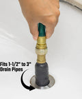 Heavy Rubber Drain Bladder Unclogs Pipes Attaches To Garden Hose Inflates Fast to fit 1-1/2 to 3 inch drain openings.