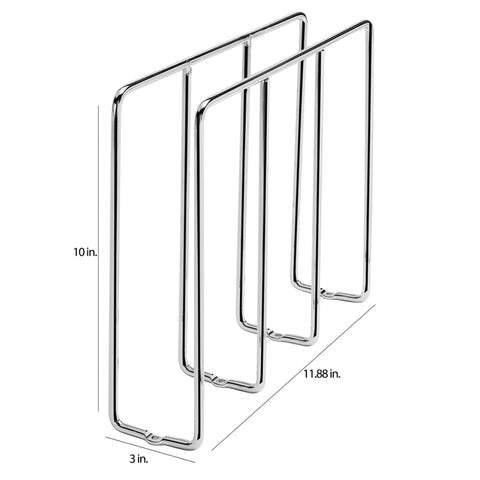 Chrome U-Shaped Wire Tray Divider for baking and cookie sheets, fits 3.0"W x 11.88"D x 10.0"H, 3.25 Inch face opening for cabinets