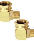 Three Quarter Inch GHT Female To One Half Inch NPT Male Garden Hose Swivel Elbow Brass Adapter For No Fuss Easy Hose To Pipe Conversion Corrosion Resistant Durable Smooth Swivel For Tight Corners, 2-pack