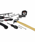 107 Piece Home And Auto Tool Set With Reversible 3/8 Inch Drive Ratchet, Pliers, Wrenches, Bit Driver, Hammer, Tape Measure