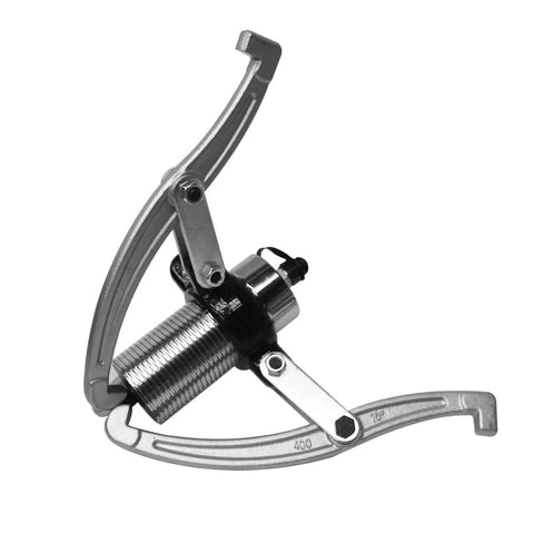 Heavy Duty Hydraulic Bearing Puller With Three Jaw Gear Extractor And Fast Pump Built Tough For Garage Grinders and Local Crews. Silver metal design.