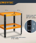 Rock Solid Heavy Duty Tool Stand Base With 400 Pound Load Capacity And Adjustable Height Leveling Feet For Router Tables And Miter Saws And Benchtop Gear In The Home Shop, featuring adjustable height feet shown in black and orange.