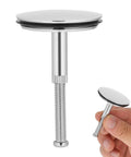 Copper Rotary Bath Tub Stopper with Press Seal for Bathtubs, shown in chrome, with a removable plug for easy cleaning.