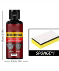 Lens Scratch Remover For Glasses And Eyewear 30g bottle with sponge, dimensions labeled, for sunglasses, goggles, and windshields repair