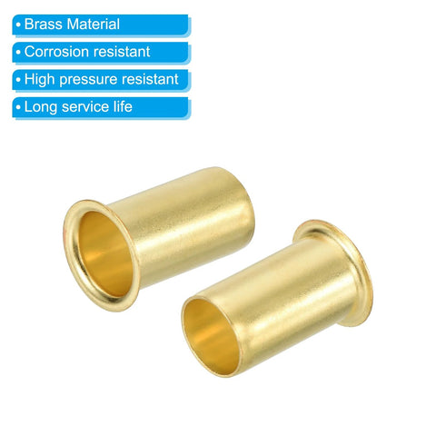 Brass compression inserts for 3/8-inch tube OD; pair of metal sleeves.