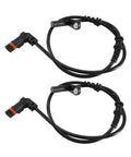 Pair of black ABS wheel speed sensors with connectors for Mercedes C-Class (2012-2015); front left and right.