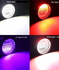 Underwater Scuba Diving Video Light With White UV Red Modes 120 Degree Wide Beam showing white, red, and UV LED modes.
