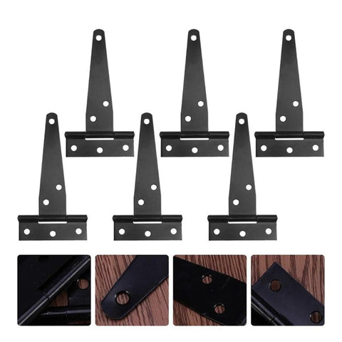 Rustproof Iron T Shaped Hinges For Doors, Gates, Sheds, Fences And Wooden Boxes, black coated with smooth grip