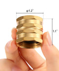 Close-up of Two Pack Double Female Brass Garden Hose Adapters Three Quarter Inch Connectors With Four Extra Washers
