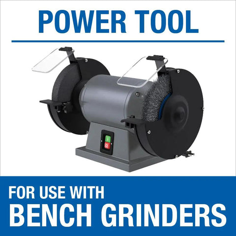 Badass 10 Inch Industrial Bench Grinder Featuring A Hella Powerful Motor Spinning At 1800 RPM For Metal Work And Polishing with wire brush attachment.