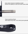 Road Bike Crank Set 42T Hollow Integrated Crankset CNC Milled Aluminum Alloy Anodized Finish Replacement detail of axle design