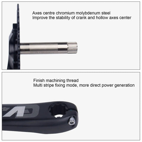 Road Bike Crank Set 42T Hollow Integrated Crankset CNC Milled Aluminum Alloy Anodized Finish Replacement detail of axle design
